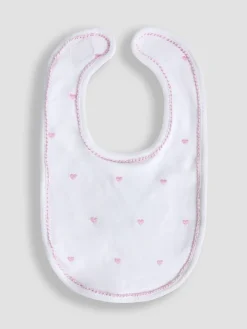 Sale Jojo Maman Bébé Pink Organic Cotton Heart Embroidered Bib