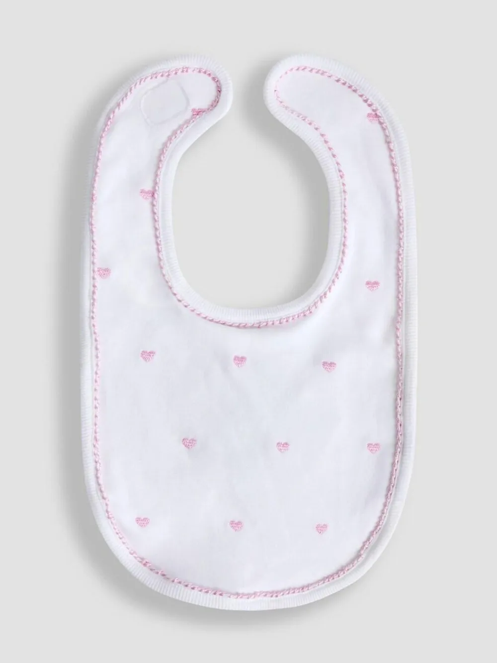Sale Jojo Maman Bébé Pink Organic Cotton Heart Embroidered Bib