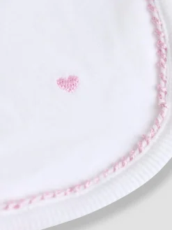 Sale Jojo Maman Bébé Pink Organic Cotton Heart Embroidered Bib