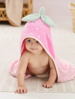Jojo Maman Bébé Pink Strawberry Character Hooded Towel^ Towels & Bathmats