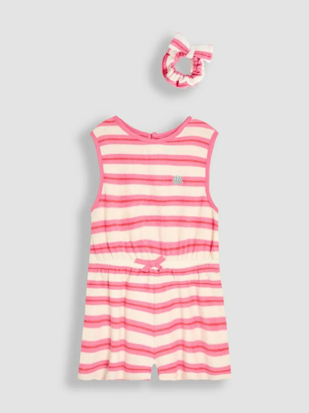 Jojo Maman Bébé Pink Stripe Towelling Sunsuit & Scrunchie^ Jumpsuits & Playsuits