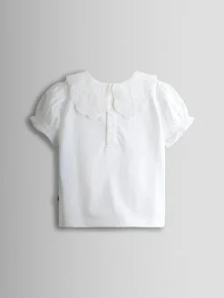 Jojo Maman Bébé Pure White Broderie Collar T-Shirt^ T-Shirts