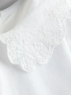 Jojo Maman Bébé Pure White Broderie Collar T-Shirt^ T-Shirts