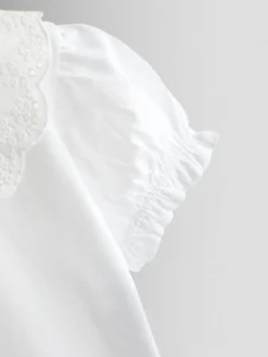 Jojo Maman Bébé Pure White Broderie Collar T-Shirt^ T-Shirts