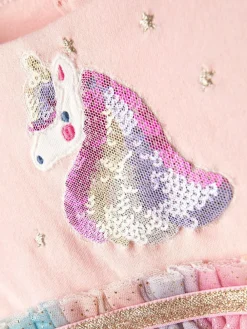 New Jojo Maman Bébé Appliqué Tulle Party Dress Purple Unicorn