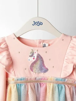 New Jojo Maman Bébé Appliqué Tulle Party Dress Purple Unicorn