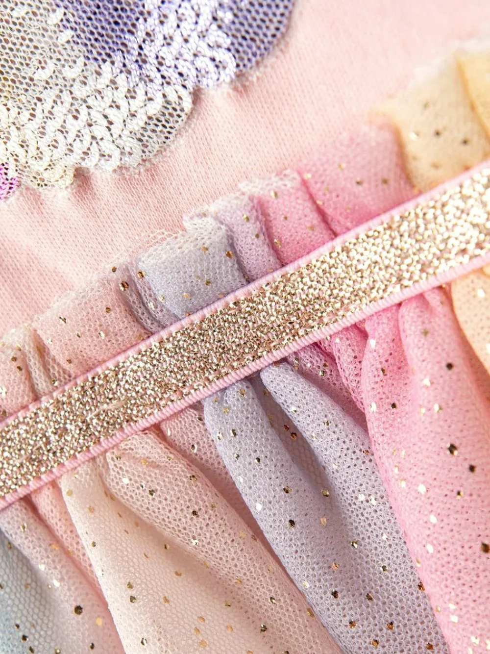 New Jojo Maman Bébé Appliqué Tulle Party Dress Purple Unicorn