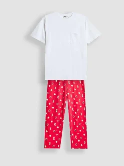 Jojo Maman Bébé Red Men's Christmas Jersey Pyjama Set^ Pyjamas