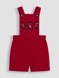 Jojo Maman Bébé Red 2-Piece Smocked Dungarees & Bodysuit Set