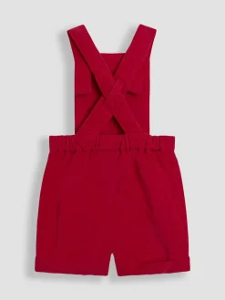 Jojo Maman Bébé Red 2-Piece Smocked Dungarees & Bodysuit Set