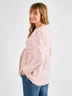Outlet Jojo Maman Bébé Rose Long Sleeve Textured Maternity Blouse