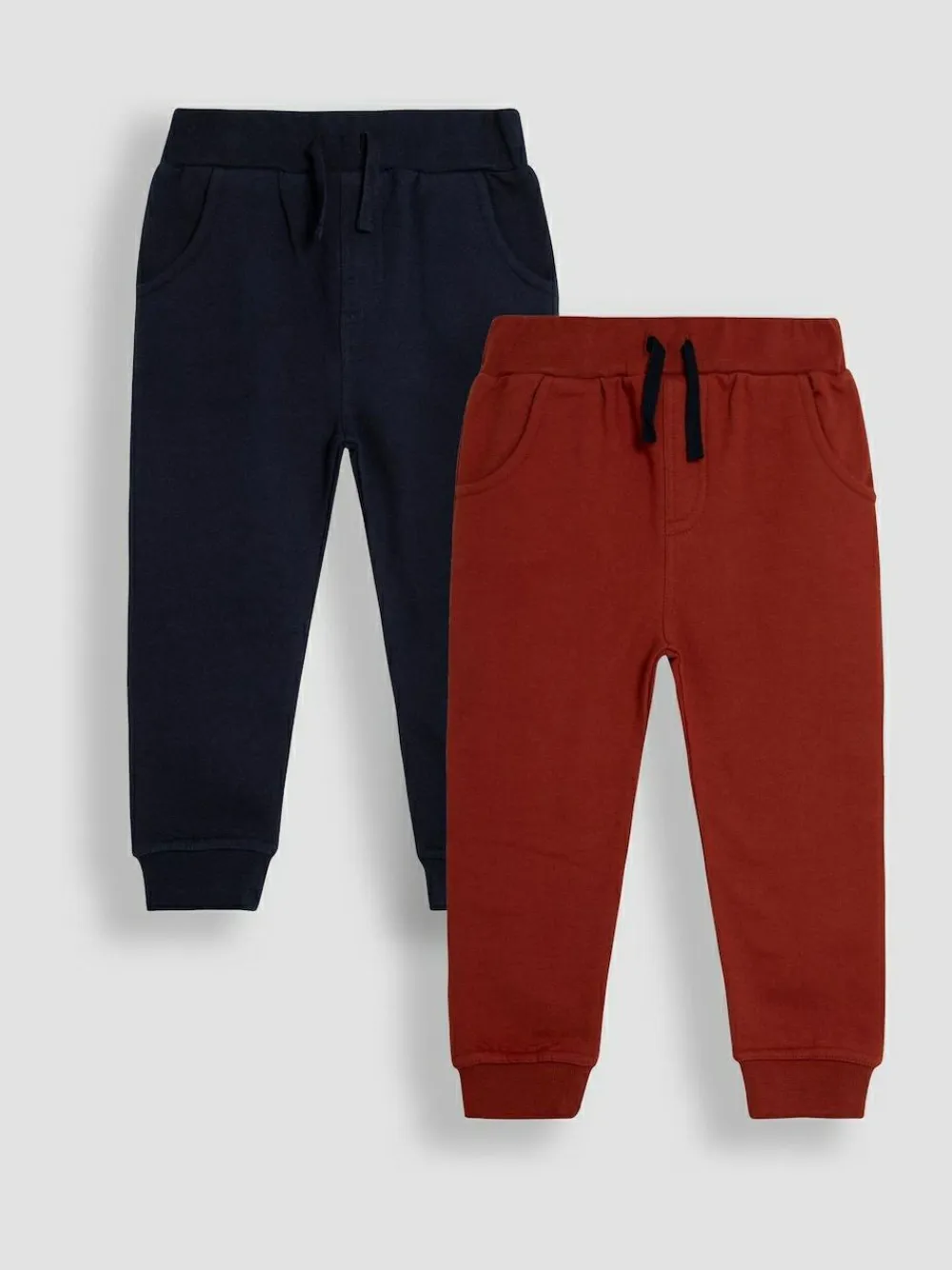 New Jojo Maman Bébé 2-Pack Joggers Rust and Navy Blue