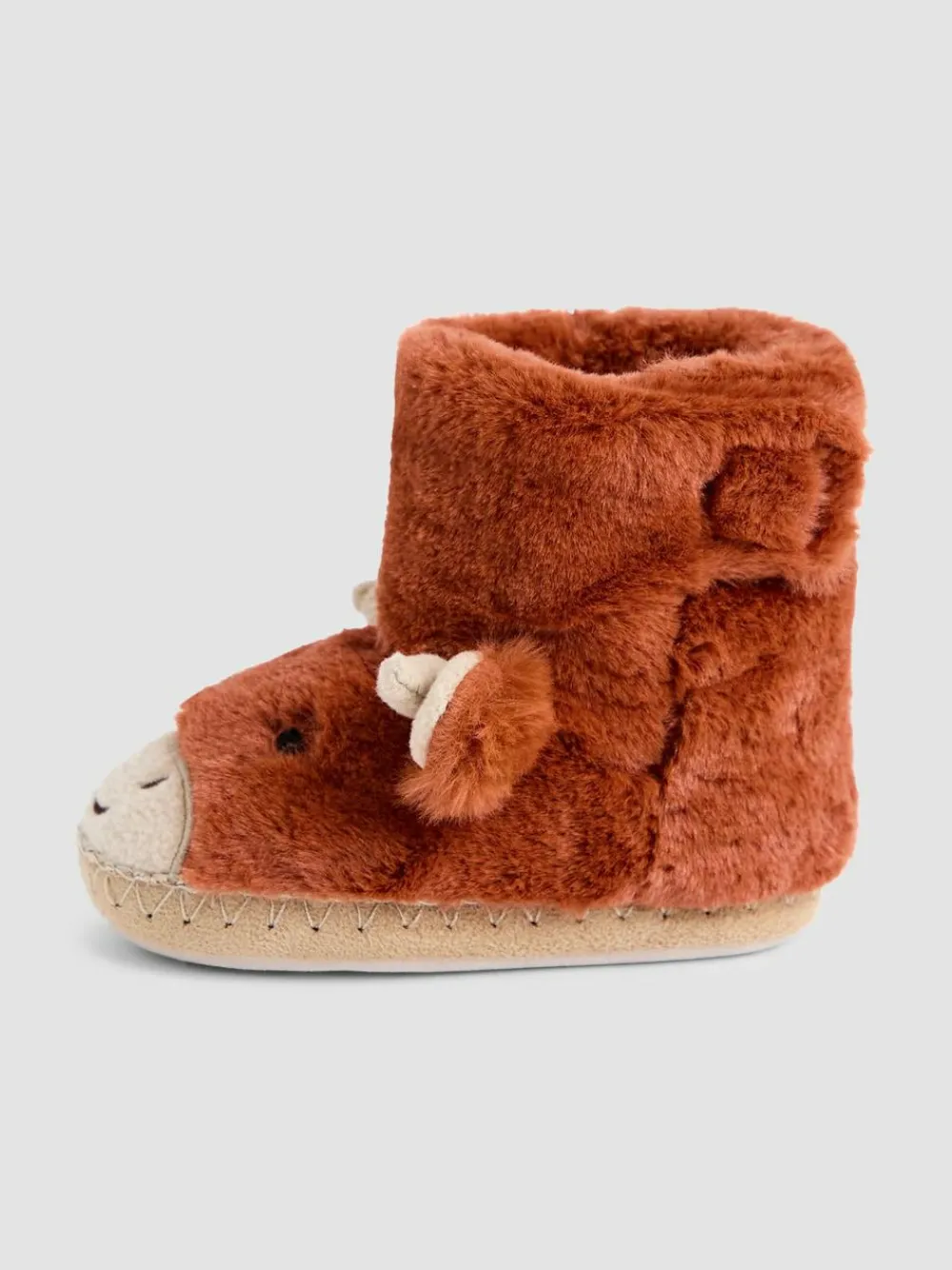 Discount Jojo Maman Bébé Plush Slipper Boots Rust Highland Cow