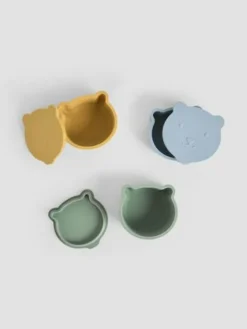 New Jojo Maman Bébé Set of 3 Bear Silicone Snack Pots