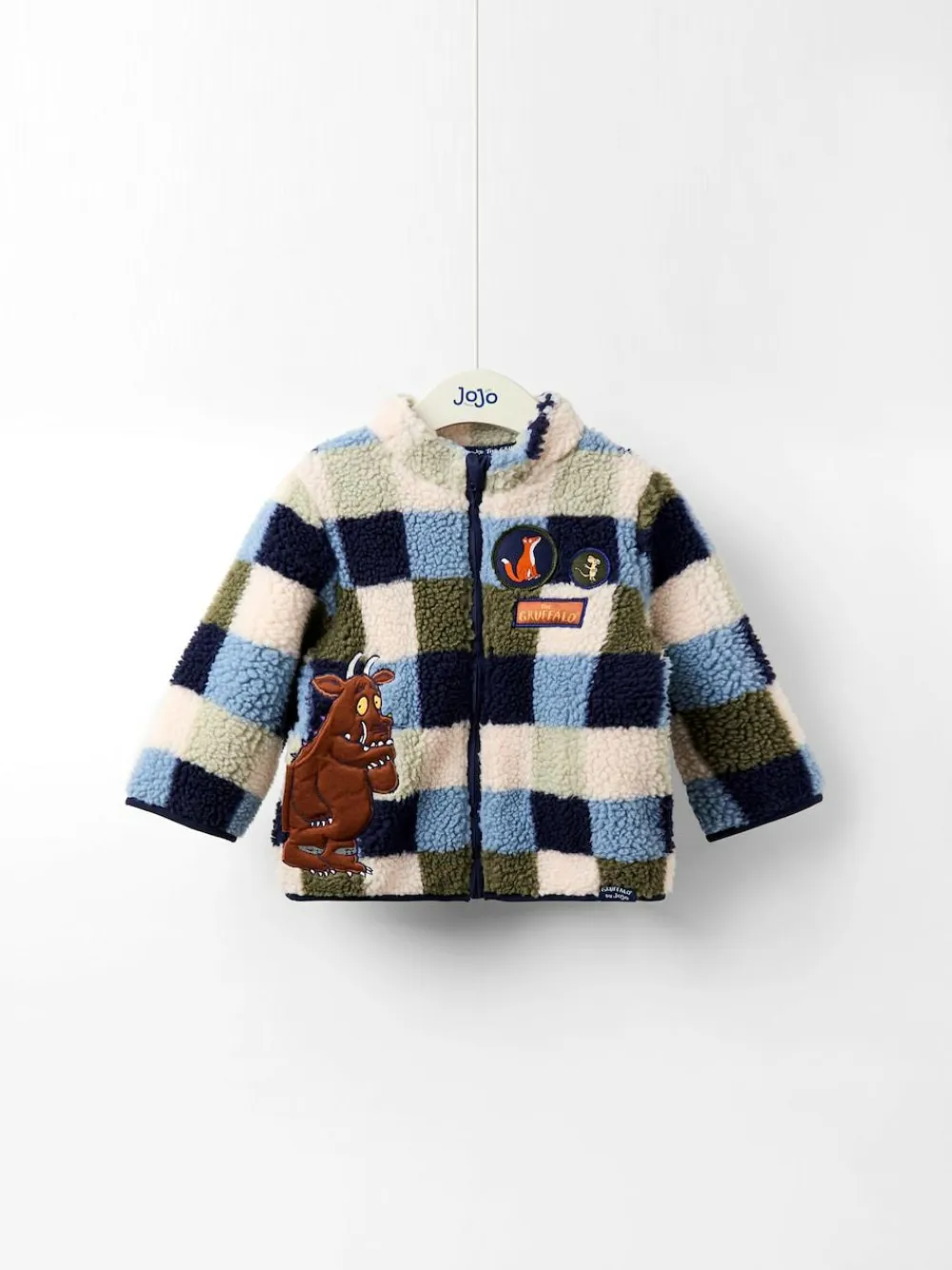 Hot Jojo Maman Bébé The Gruffalo Blue Appliqué Teddy Fleece Jacket