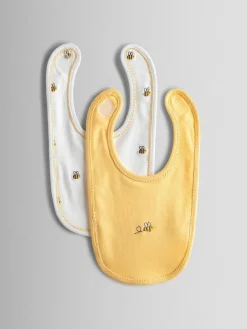 Best Jojo Maman Bébé 2-Pack Organic Cotton Bibs White Bee