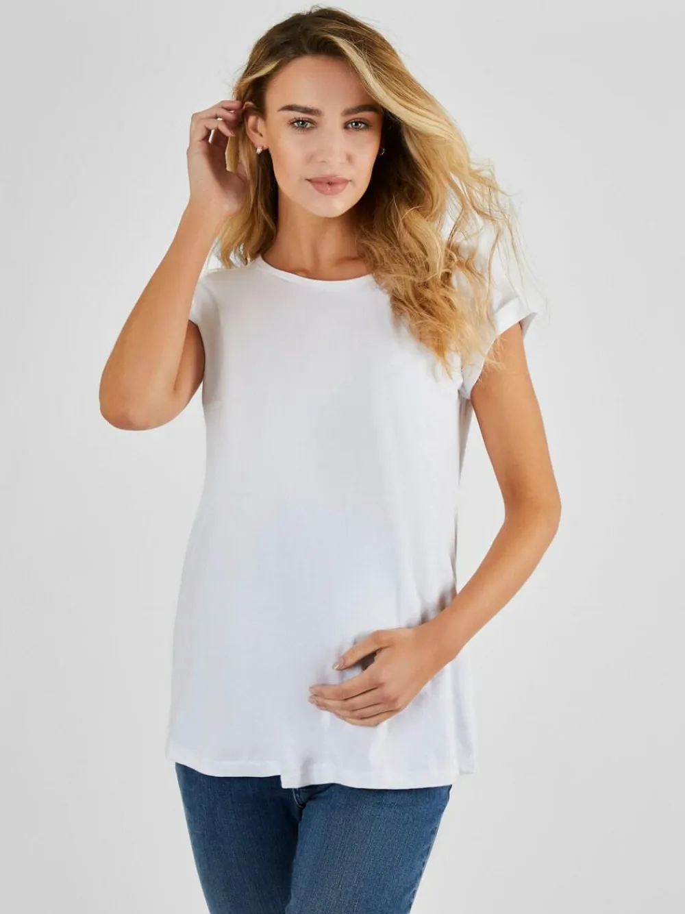 Outlet Jojo Maman Bébé White Boyfriend Maternity Cotton T-Shirt