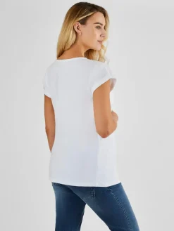 Outlet Jojo Maman Bébé White Boyfriend Maternity Cotton T-Shirt