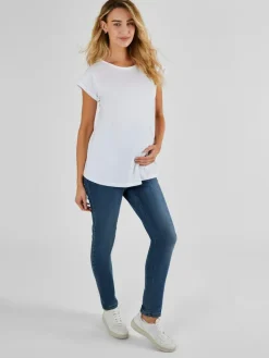 Outlet Jojo Maman Bébé White Boyfriend Maternity Cotton T-Shirt