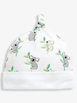 Outlet Jojo Maman Bébé White Koala Print Cotton Baby Hat
