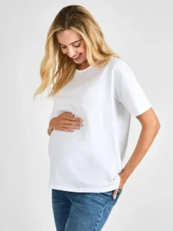 Jojo Maman Bébé White Oversized Boyfriend Maternity T-Shirt^Women Loungewear