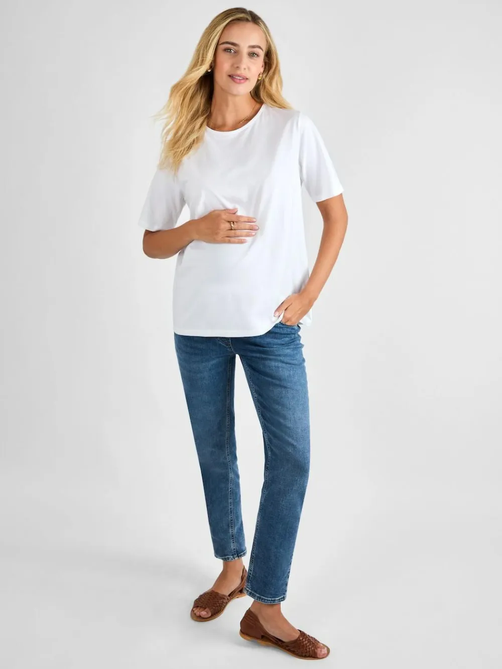 Jojo Maman Bébé White Oversized Boyfriend Maternity T-Shirt^Women Loungewear