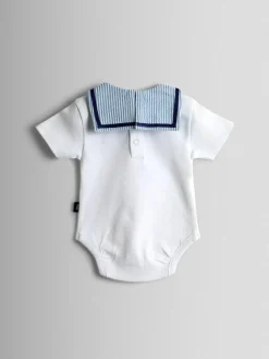 Clearance Jojo Maman Bébé White Sailor Collar Bodysuit