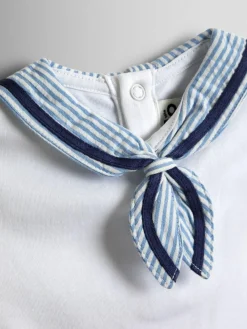Clearance Jojo Maman Bébé White Sailor Collar Bodysuit