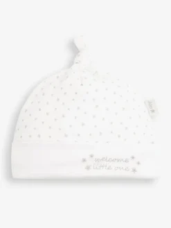 Outlet Jojo Maman Bébé White Welcome Little One Baby Hat