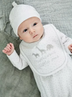 Outlet Jojo Maman Bébé White Welcome Little One Baby Hat