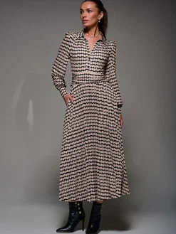 Jolie Moi Long Sleeve Pleated Jersey Maxi Dress^Women Maxi Dresses