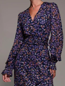 Jolie Moi Long Sleeve Frill Detail Mesh Maxi Dress^Women Occasionwear|Occasion Dresses