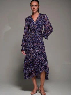 Jolie Moi Long Sleeve Frill Detail Mesh Maxi Dress^Women Occasionwear|Occasion Dresses