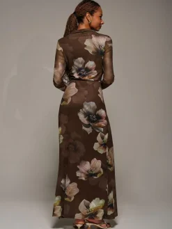 Jolie Moi High Neck Long Sleeve Mesh Maxi Dress^Women Maxi Dresses