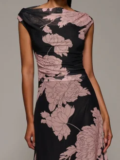 Jolie Moi Multiway Neckline Mesh Maxi Dress Pink