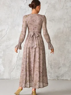 Best Jolie Moi Long Sleeve Mesh Maxi Dress Purple