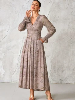 Best Jolie Moi Long Sleeve Mesh Maxi Dress Purple