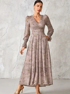 Best Jolie Moi Long Sleeve Mesh Maxi Dress Purple