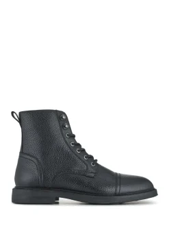 Online Jones Bootmaker Davide Leather Wide Fit Military Boots Black