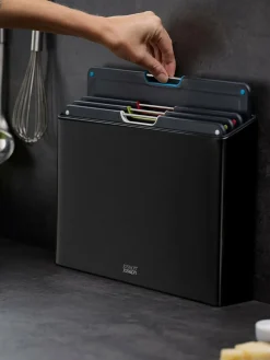 Joseph Joseph 4 Piece Black Folio Steel Carbon Black Chopping Board Set^ Branded Kitchenware