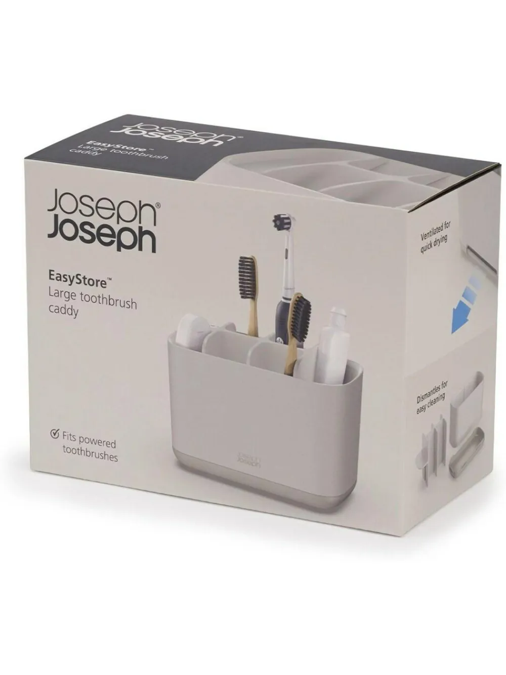 New Joseph Joseph Ecru EasyStore Large Toothbrush Caddy