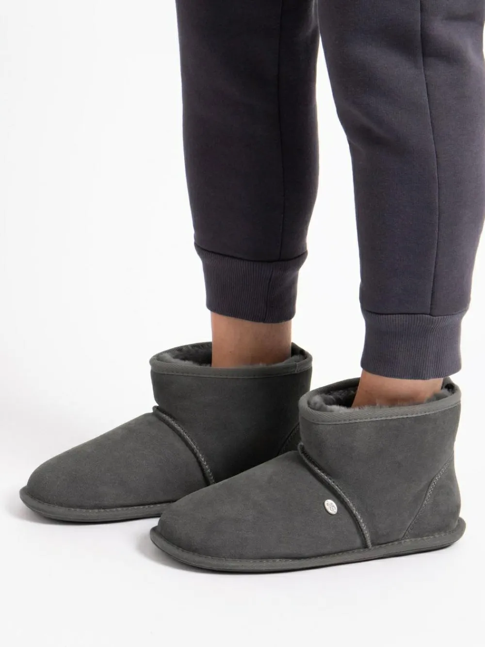 Sale Just Sheepskin Mens Chester Winter Slippers Grey