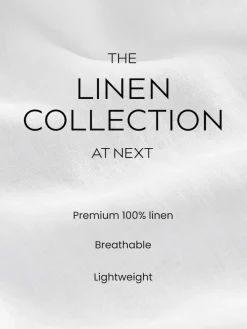 Next Khaki Green 100% Linen Premium Wide Leg Trousers^Women Pants