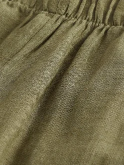 Next Khaki Green 100% Linen Premium Wide Leg Trousers^Women Pants