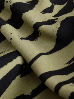 Discount Next Khaki Green Animal Print Long Sleeve V-Neck Blouse