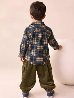 New Next Corduroy Cargo Trousers (3mths-7yrs) Khaki Green