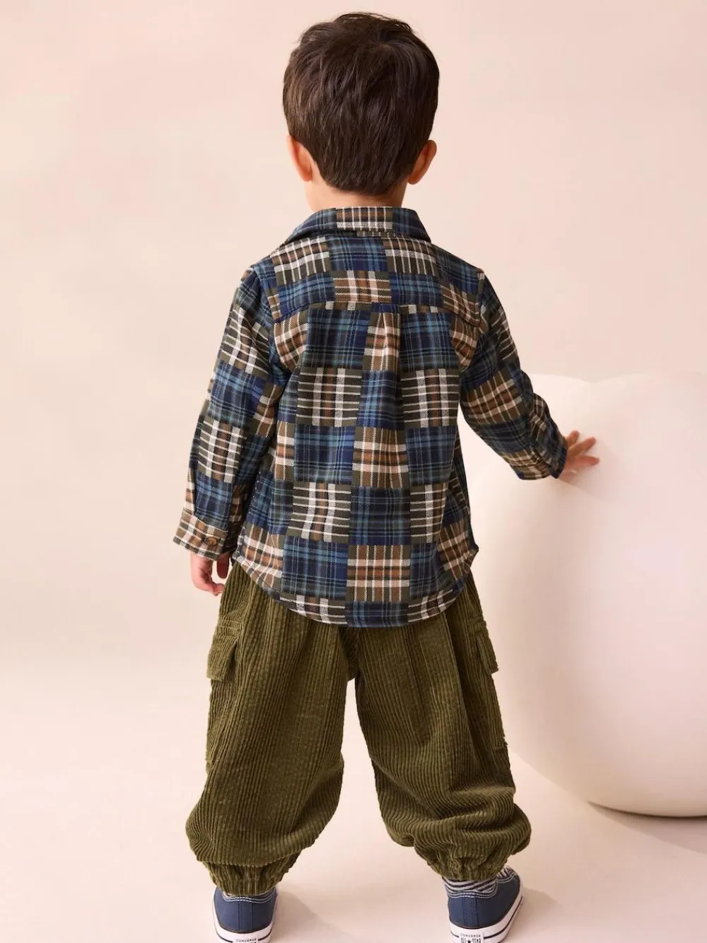 New Next Corduroy Cargo Trousers (3mths-7yrs) Khaki Green