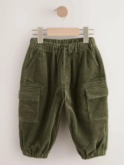 New Next Corduroy Cargo Trousers (3mths-7yrs) Khaki Green