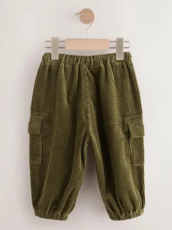 New Next Corduroy Cargo Trousers (3mths-7yrs) Khaki Green
