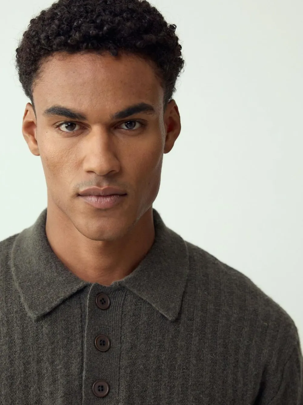 Next Cosy Rib Knit Long Sleeve Polo Shirt with Wool^ Knitwear|Knitwear